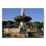 Decorative fountain with statues greeting card