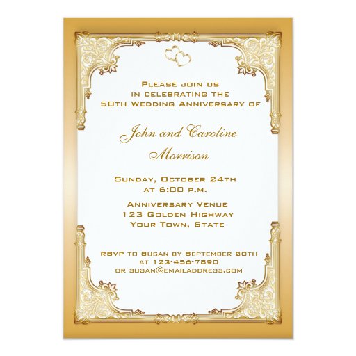 Decorative Gold Border 5x7 Paper Invitation Card | Zazzle