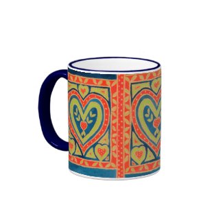 Decorative 'Heart' Ringer Coffee Mug