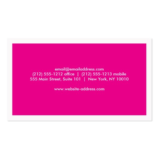 DECORATIVE INITIAL LOGO on MAGENTA Business Card Templates (back side)