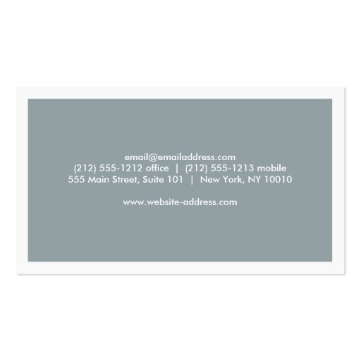 DECORATIVE INITIAL LOGO on SLATE GRAY Business Cards (back side)