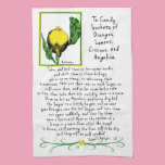 Decorative Lemon Art Tea Towel with Antique Recipe kitchen towels