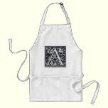 Decorative Letter "A" Woodcut Woodblock Inital aprons