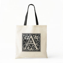 Decorative Letter "A" Woodcut Woodblock Inital bags by ZephyrusBooks Decorative Letter "A" Woodcut Woodblock Inital bags
