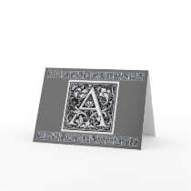 Decorative Letter "A" Woodcut Woodblock Inital cards