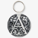 Decorative Letter "A" Woodcut Woodblock Inital keychains by ZephyrusBooks Decorative Letter "A" Woodcut Woodblock Inital keychains