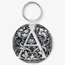 Decorative Letter "A" Woodcut Woodblock Inital keychains by ZephyrusBooks Decorative Letter "A" Woodcut Woodblock Inital keychains
