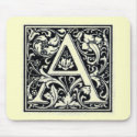 Decorative Letter "A" Woodcut Woodblock Inital mousepads