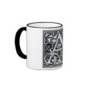 Decorative Letter "A" Woodcut Woodblock Inital mugs by ZephyrusBooks Decorative Letter "A" Woodcut Woodblock Inital mugs