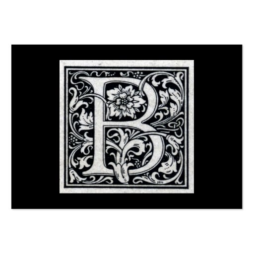 Decorative Letter "B" Woodcut Woodblock Inital Business Card (front side)