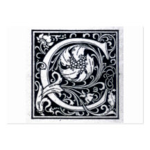Decorative Letter "C" Woodcut Woodblock Initial Business Card Template