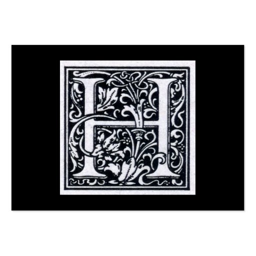 Decorative Letter "H" Woodcut Woodblock Inital Business Cards (front side)