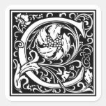 Decorative Letter Initial “C” Square Sticker