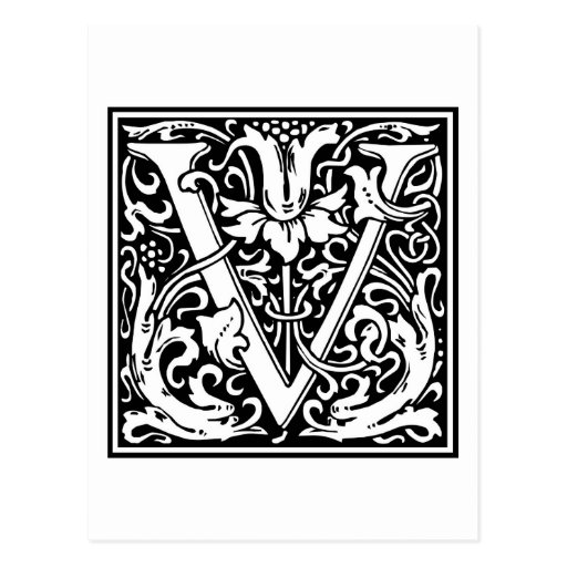 Decorative Letter Initial V” Postcard Zazzle