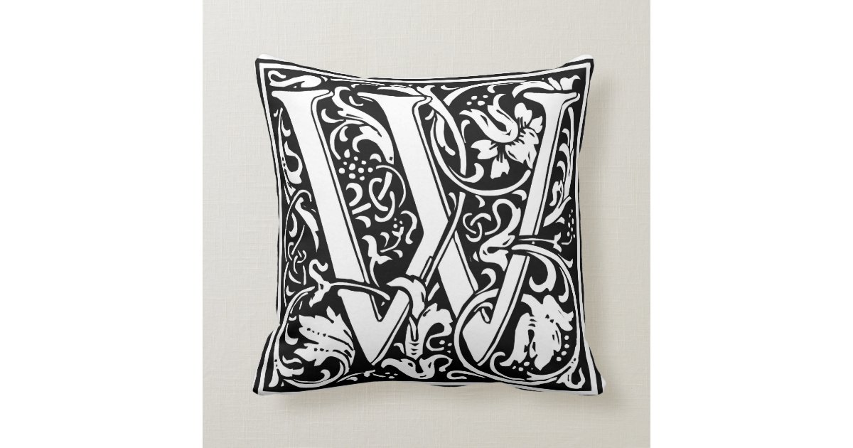 Decorative Letter Initial ?W? Throw Pillow Zazzle