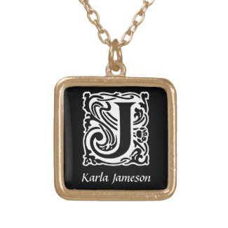 Decorative Letter J Monogram Initial Personalized necklace