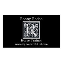 Decorative Letter "R" Woodcut Woodblock Initial Business Card
