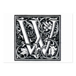 Decorative Letter "W" Woodcut Woodblock Initial Business Card Templates