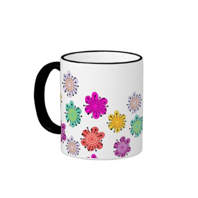 Decorative Multicolored Flowers Coffee Mugs by inspirationzstore