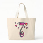DECORATIVE NUMBER 7 WITH HEARTS CANVAS BAG
