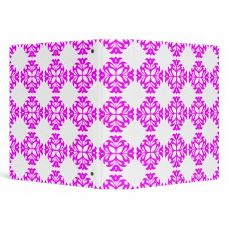 Decorative Ornate Vintage Pink on White Damask Vinyl Binders