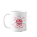 DECORATIVE PINK HEART DESIGN mugs