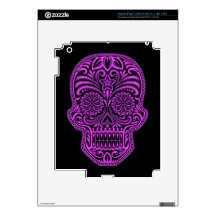Decorative Purple and Black Sugar Skull iPad 3 Decal