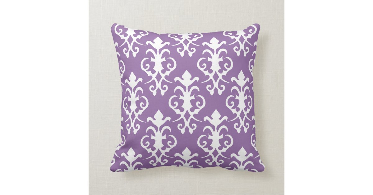 Decorative Purple Damask Pillow Zazzle