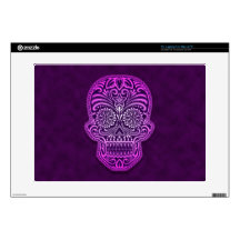 Decorative Purple Sugar Skull Laptop Decal