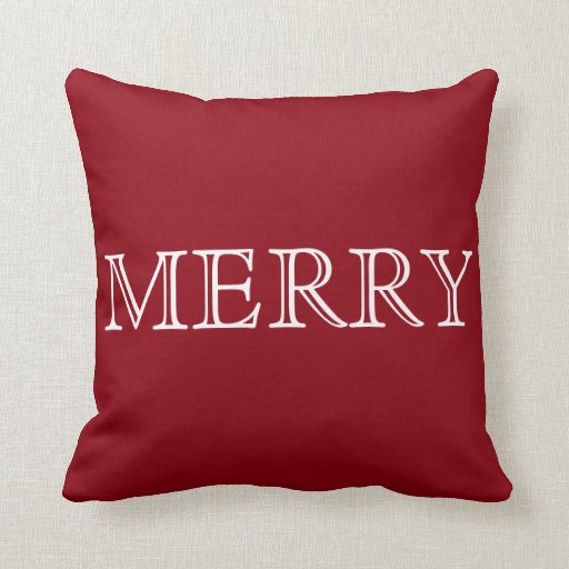 Decorative Red & White Merry Christmas Throw Pillow Zazzle