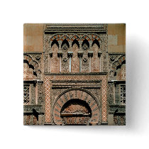 Decorative scheme above the doorway pinback buttons