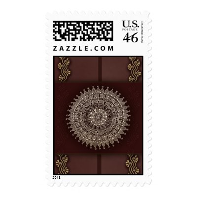 Deep rich brown with gold accent and off white ornate Indian design