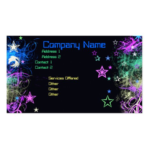 Decorative Star business card (front side)