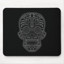 Decorative Sugar Skull - dark Mouse Pads