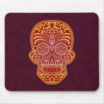 Decorative Sugar Skull – red & yellow Mousepads