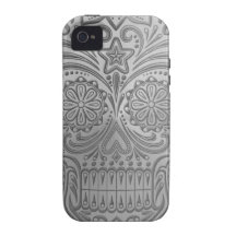 Decorative Sugar Skull with a Stainless Steel Look Vibe iPhone 4 Cover