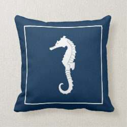 Decorative throw pillow with seahorse.