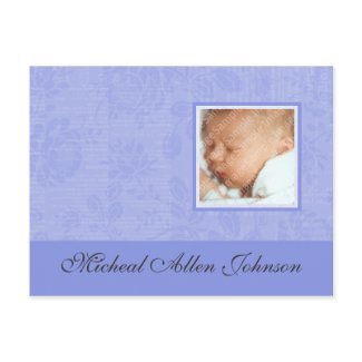 Decorator Blue Photo Birth Announcement postcard