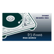 Dee Jay Button Style Turntable Business Card