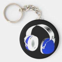 Deejay headphones in blue key chain