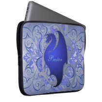 Deep Blue Fantasy Scroll Dragon Laptop Sleeve