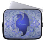 Deep Blue Fantasy Scroll Dragon Laptop Sleeve