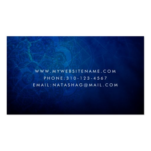 Deep Blue Mandala Zen Business Card (back side)