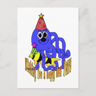 Deep Blue New Year postcard