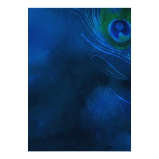 Deep Blue Peacock Feathers Modern Wedding Invites