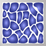 Deep Blue Random Mosaic Pattern Print