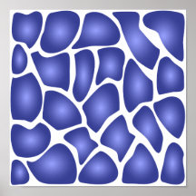 Deep Blue Random Mosaic Pattern Print