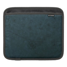 Deep Blue Retro Flowers and Butterflies Abstract Sleeve For iPads