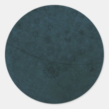 Deep Blue Retro Flowers and Butterflies Abstract Round Sticker