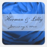 Deep Blue Rose Personalized Wedding Sticker